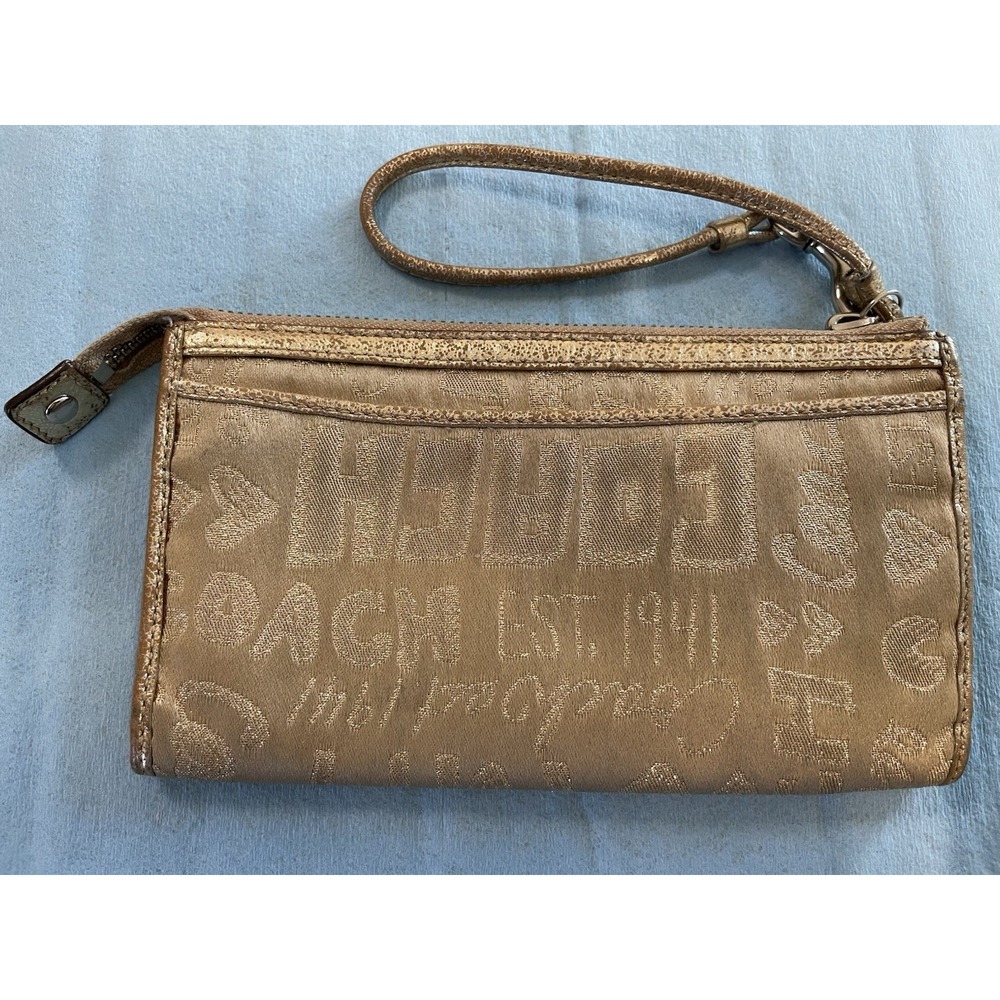 Coach Poppy Wristlet  Gold Silver — Purse / Bag / Clutch STUNNING - Picture 4 of 8